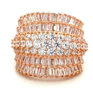 Rose Gold Vermeil Wide CZ Band Sz 8.25